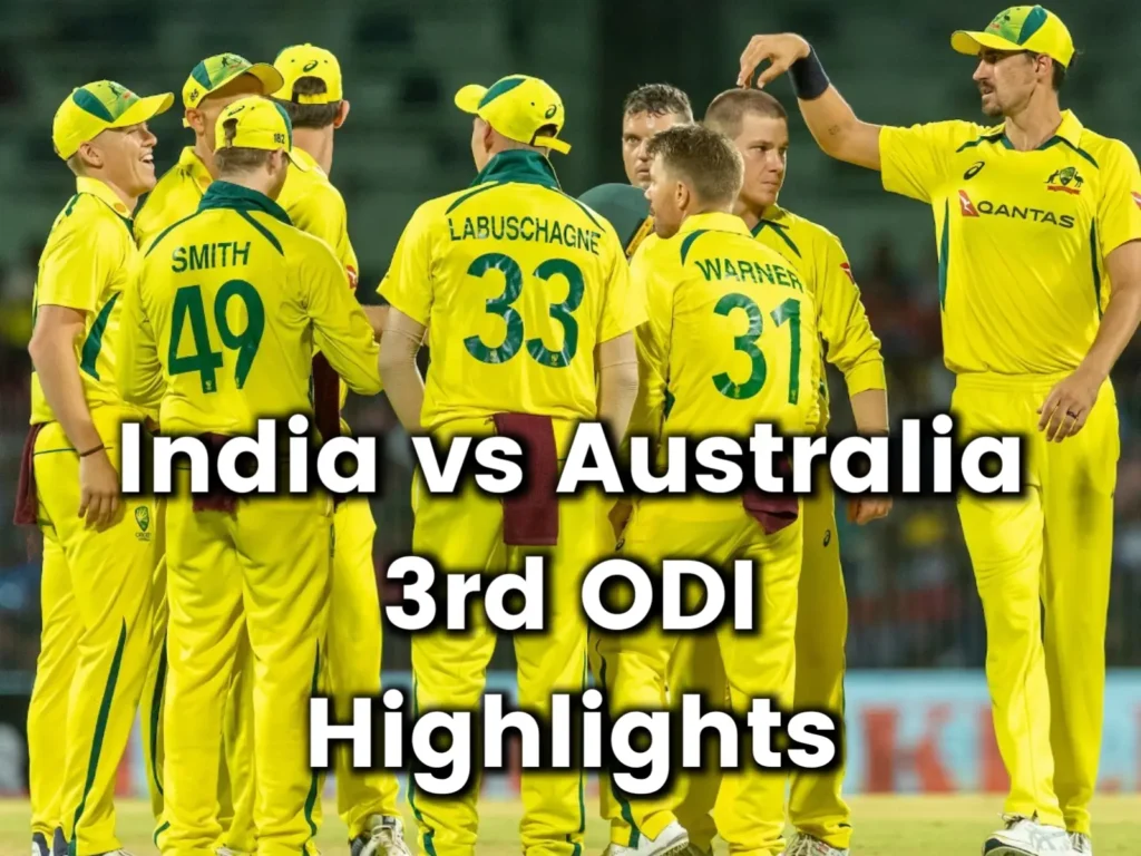 Australian Cricket team celebrating after India vs Australia 3rd ODI win