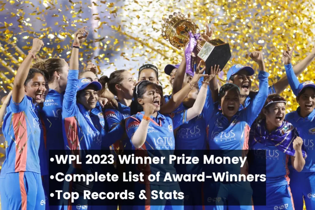 WPL 2023 Winner Mumbai Indians women's team WPL 2023 Winner Mumbai Indians women's team celebrating